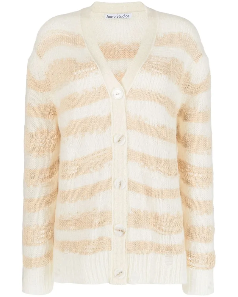 Acne Studios Gestreifter Cardigan im Distressed-Look - Nude Nude