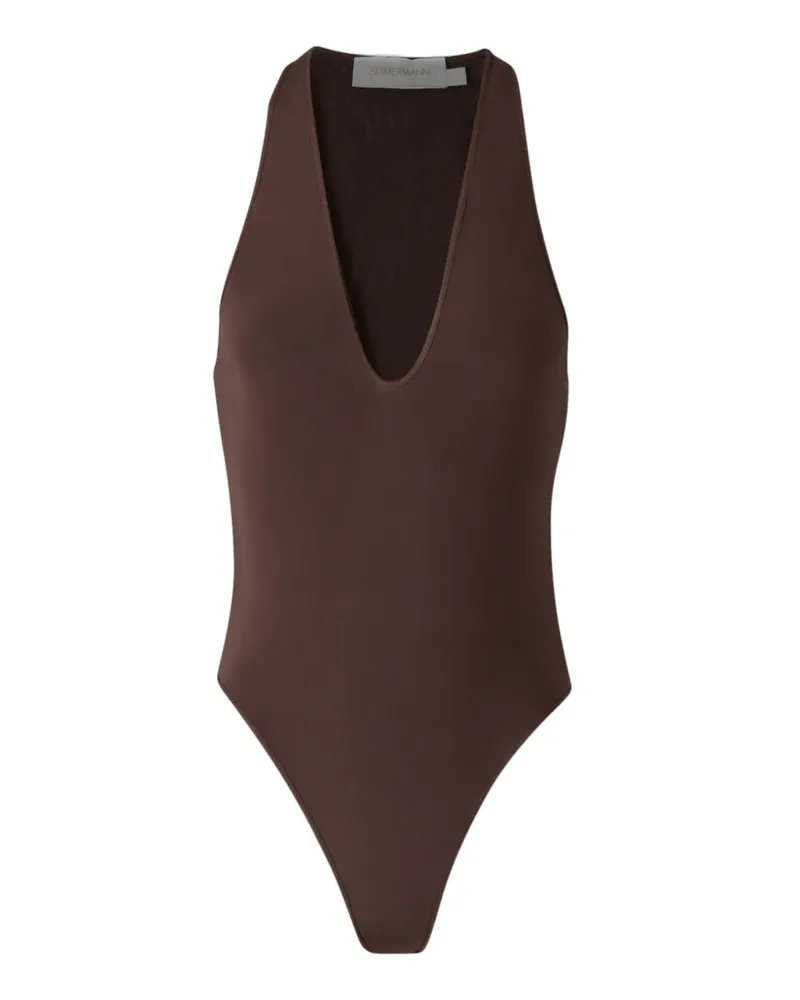 Zimmermann Luna plunge bodysuit - Braun Braun