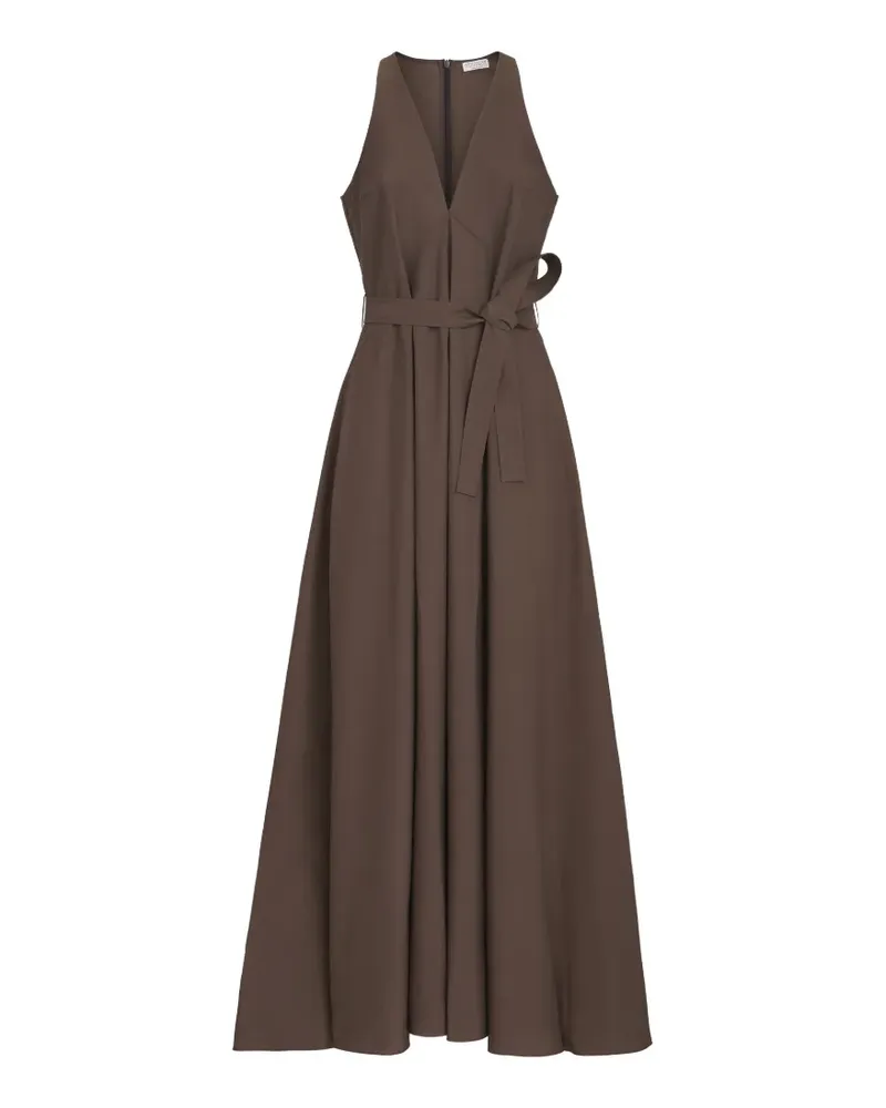 Brunello Cucinelli techno cotton poplin belted dress - Braun Braun