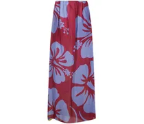 floral-print silk skirt