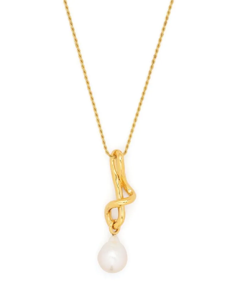 Missoma Molten Knot Pearl Drop Halskette - Gold Gold