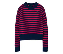 Gestreifter Pullover mit Blumendetail - Rot