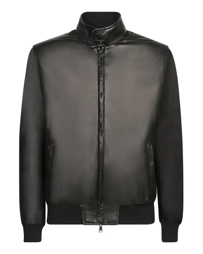Dell'oglio Bomberjacke aus Leder - Schwarz Schwarz