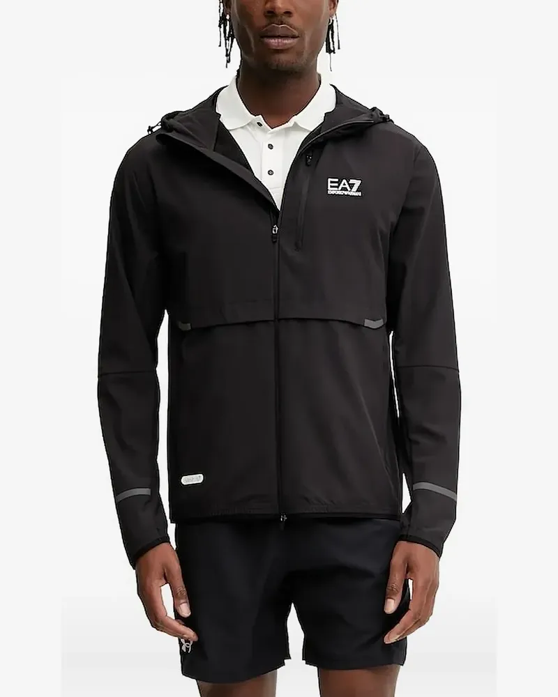 EA7 Kapuzenjacke mit reflektierendem Detail - Schwarz Schwarz