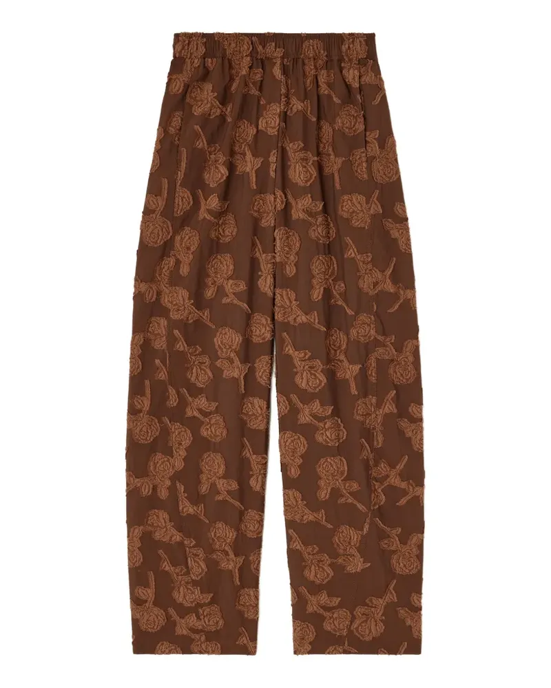 Ganni fil-coupé floral-pattern trousers - Braun Braun