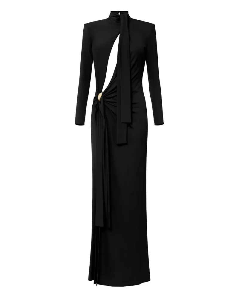 Elisabetta Franchi Maxikleid mit Knotendetail - Schwarz Schwarz