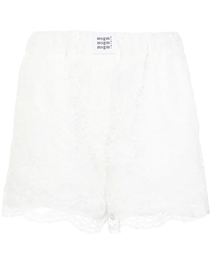 MSGM Shorts mit Spitzeneinsätzen - Weiß Weiß