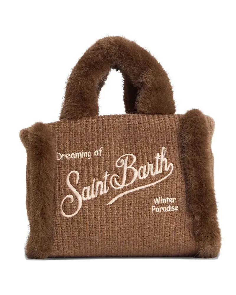 MC2 Saint Barth Colette shearling-trim knitted tote bag - Braun Braun
