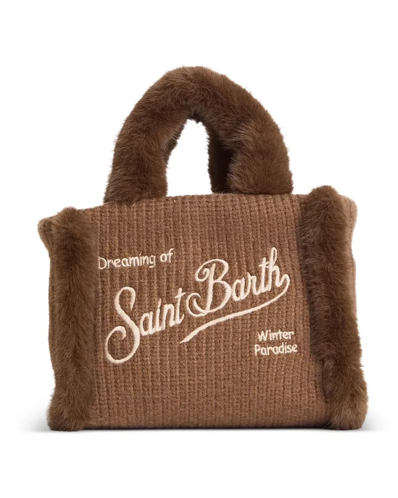 MC2 Saint Barth Gestrickter Colette Tote Bag mit Shearling-Besatz - Braun Braun