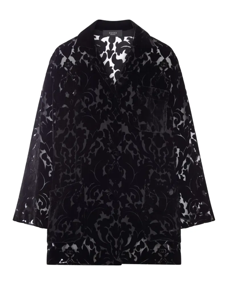 Gucci Spitzenjacke mit Damask-Muster - Schwarz Schwarz