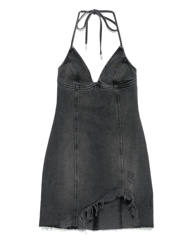 Blumarine Ausgefranstes Neckholder-Jeanskleid - Grau Grau