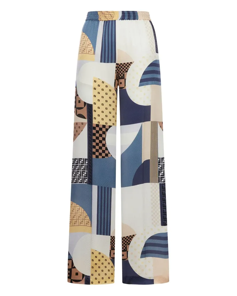 Fendi Weite Hose mit geometrischem Print - Weiß Weiß