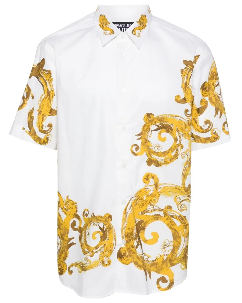 Versace Jeans T-Shirt mit Watercolour Couture-Print Weiß