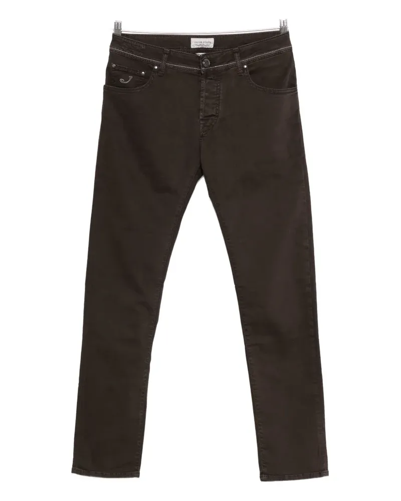 Jacob Cohën embroidered-detail trousers - Braun Braun