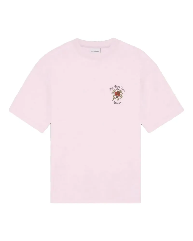 Drôle de Monsieur ribbed rose-print T-shirt - Rosa Rosa