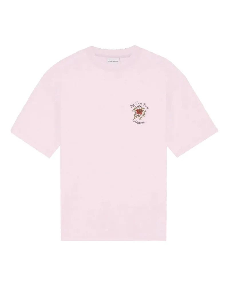 Drôle de Monsieur Geripptes T-Shirt mit Rosen-Print - Rosa Rosa
