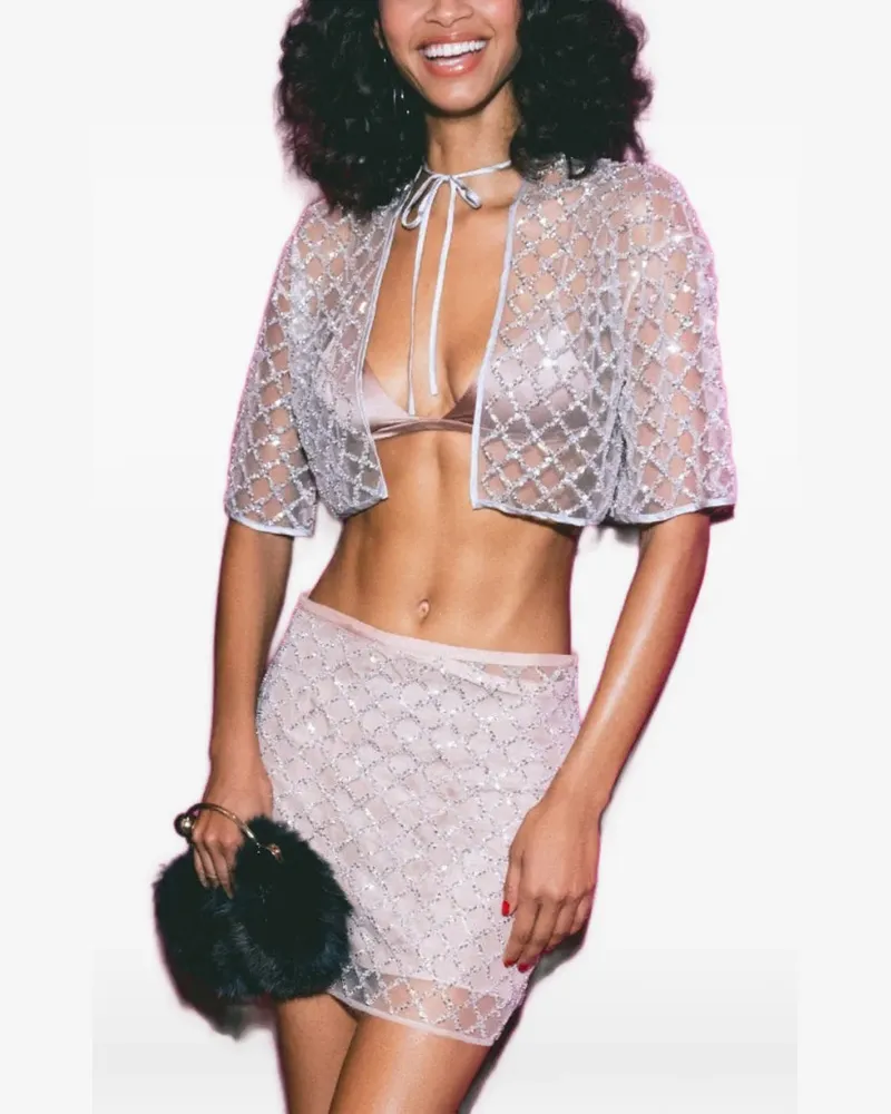 Fleur Du Mal embellished tie-neck top - Silber Silber