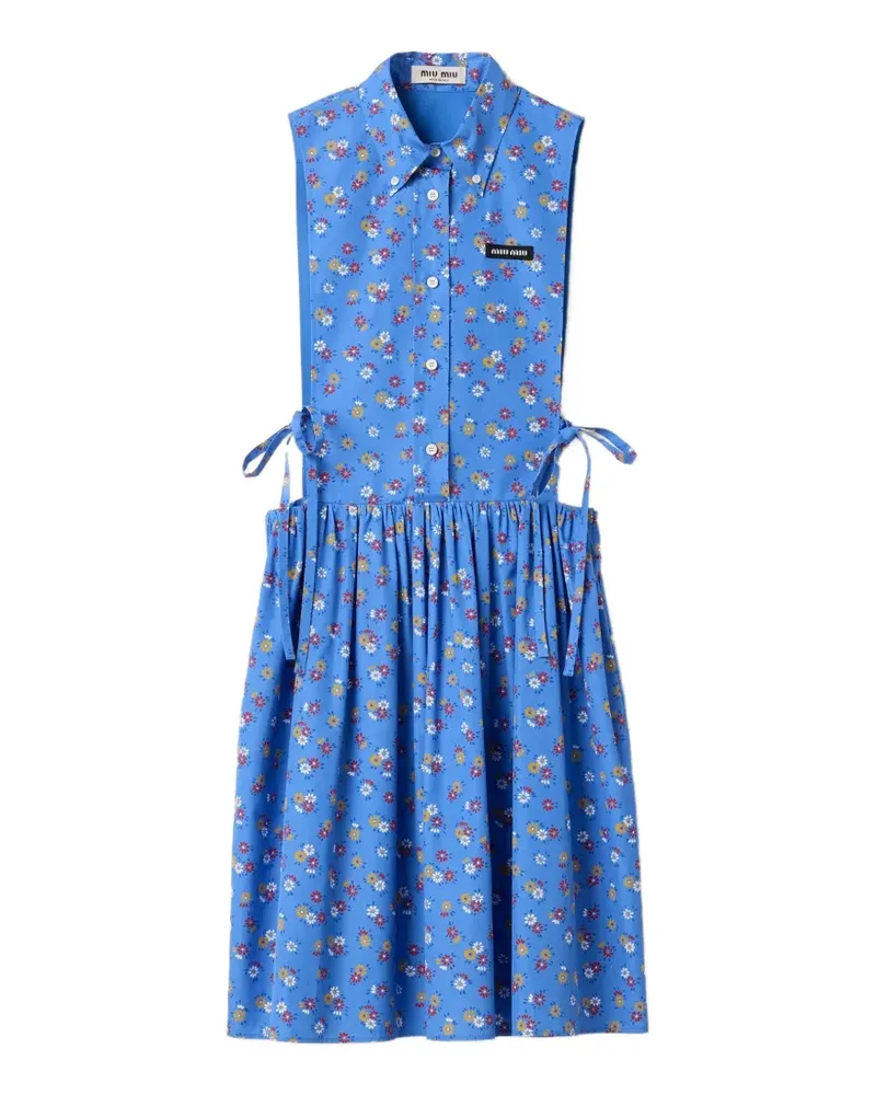 Miu Miu poplin side-tie dress - Blau Blau