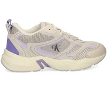 Retro Sneakers mit Logo-Print - Nude