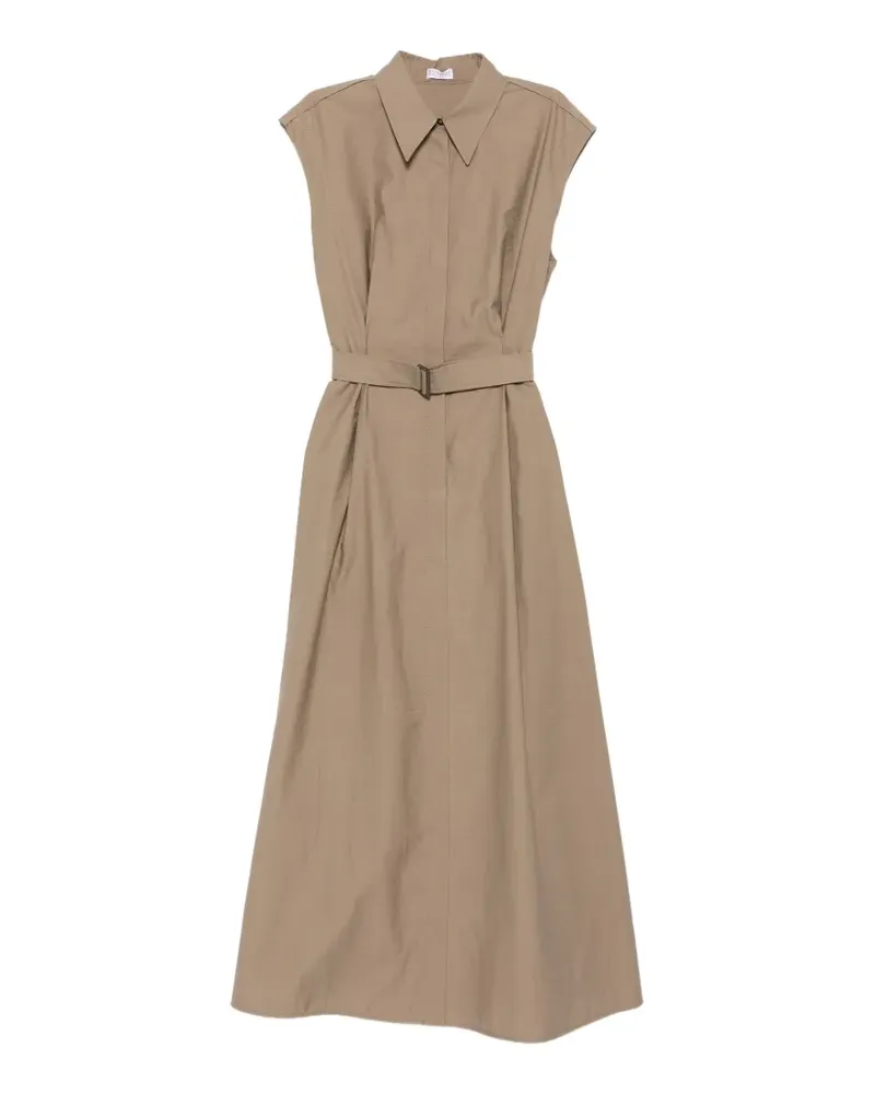 Brunello Cucinelli belted sleeveless midi dress - Nude Nude