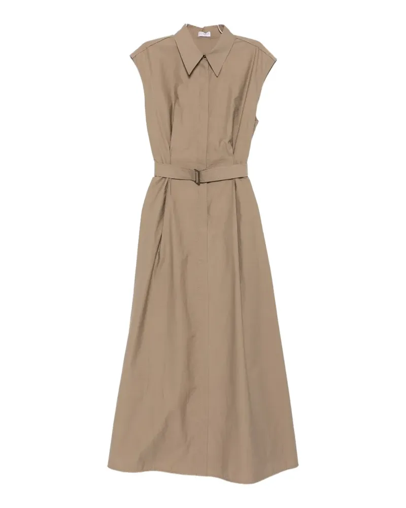 Brunello Cucinelli belted sleeveless midi dress - Nude Nude