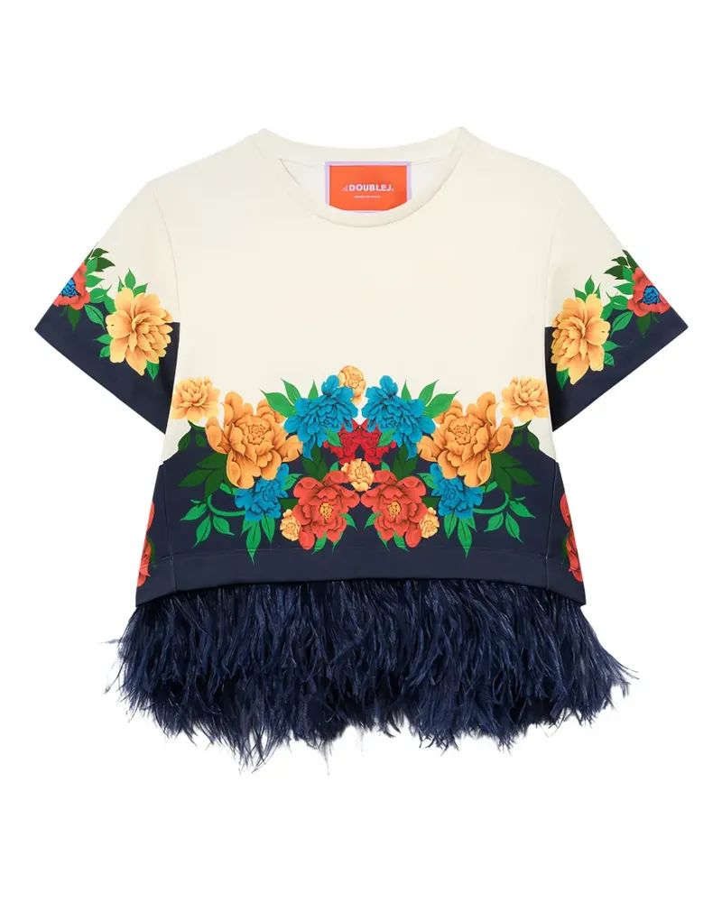 La DoubleJ La Scala feather floral T-shirt - Nude Nude