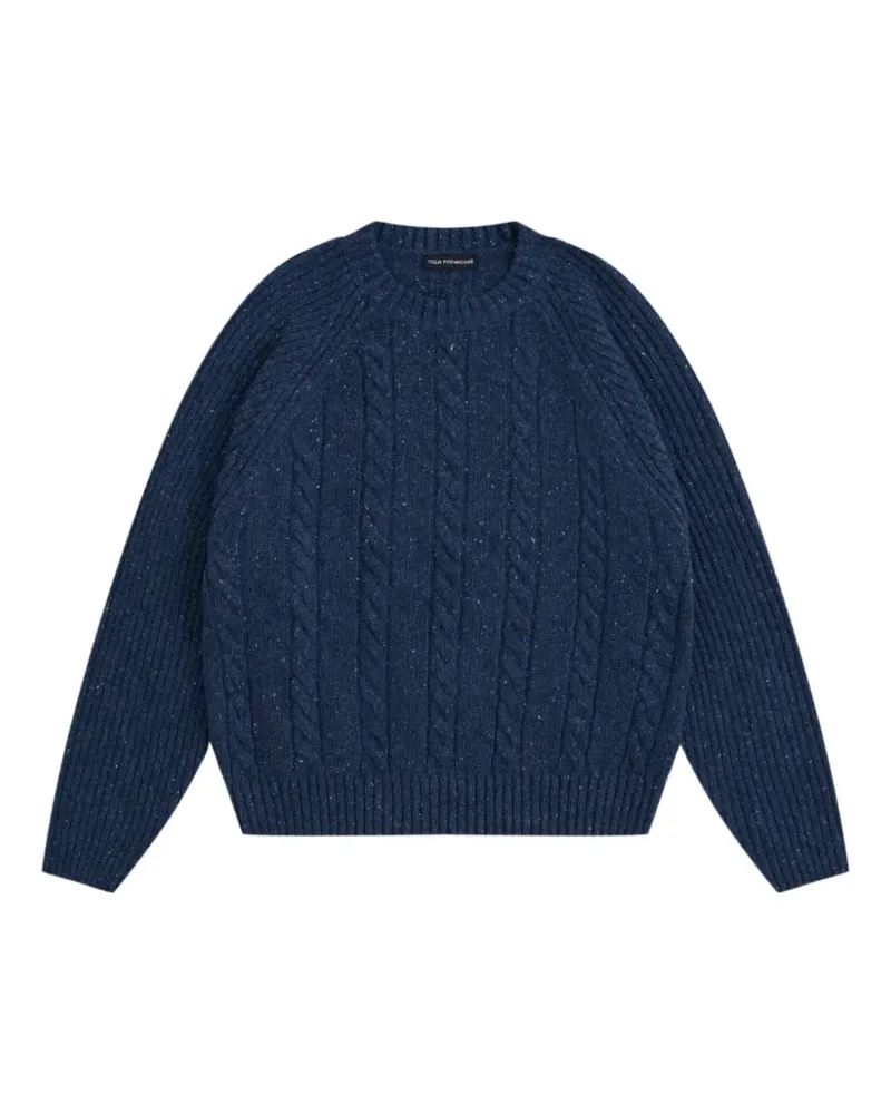 Gosha Rubchinskiy Melierter Pullover mit Zopfmuster - Blau Blau