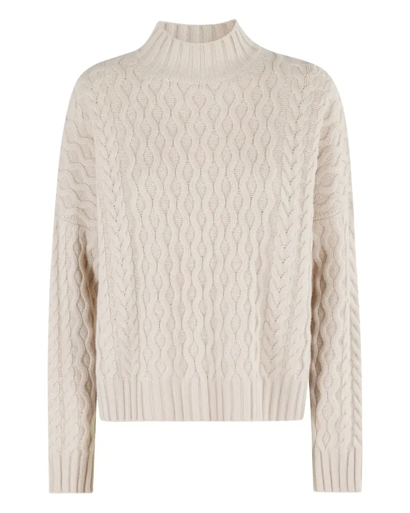Max Mara Stehkragen-Pullover mit Zopfmuster - Weiß Weiß