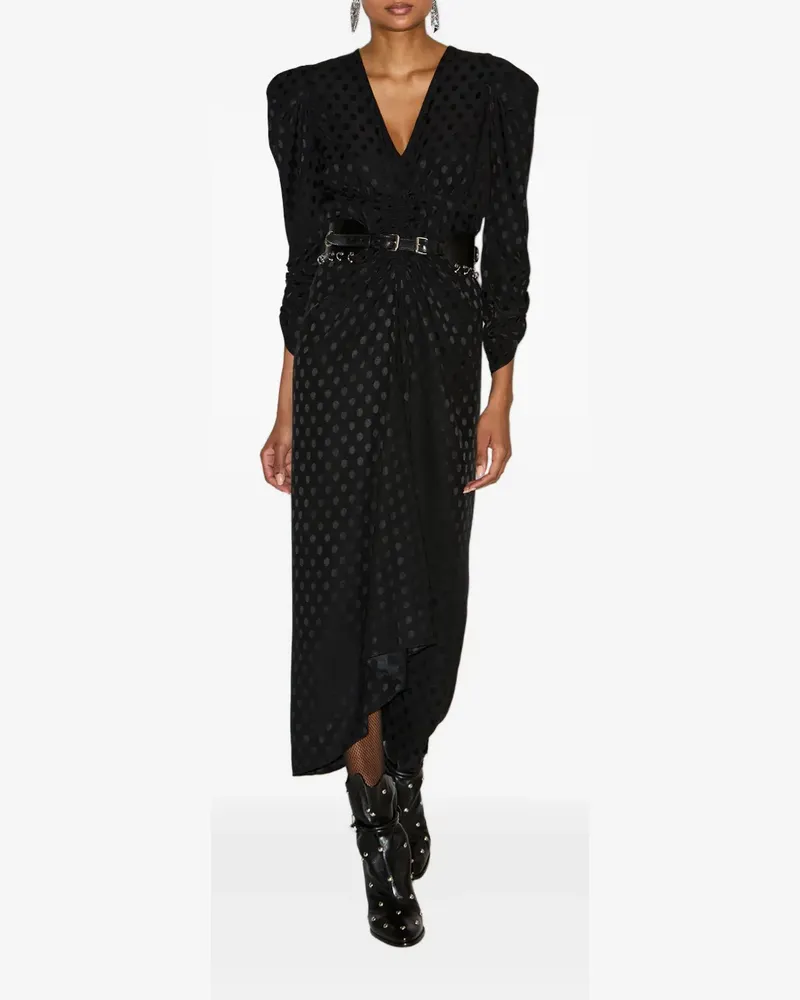 Isabel Marant Midikleid mit Puffärmeln - Schwarz Schwarz