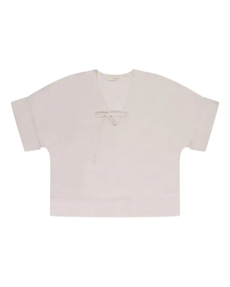 Glanshirt tie-neck blouse - Nude Nude