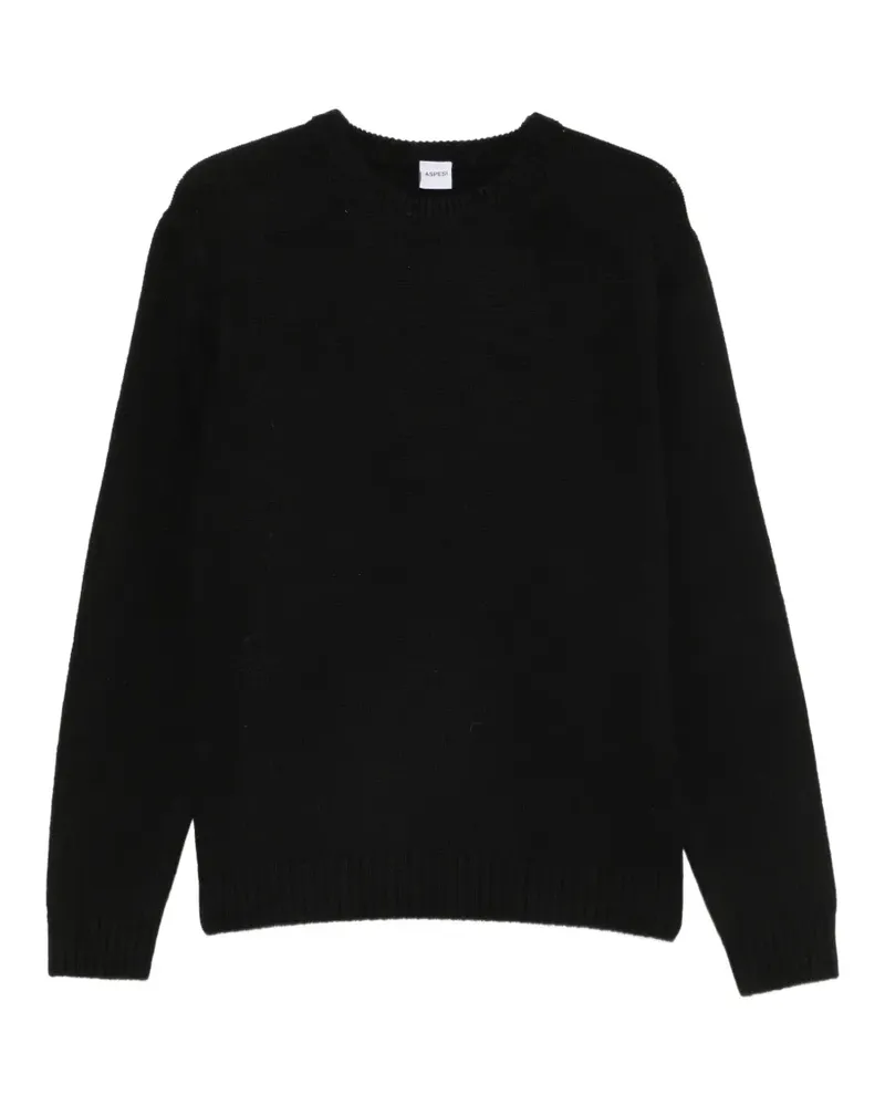 ASPESI Pullover mit geripptem Besatz - Schwarz Schwarz