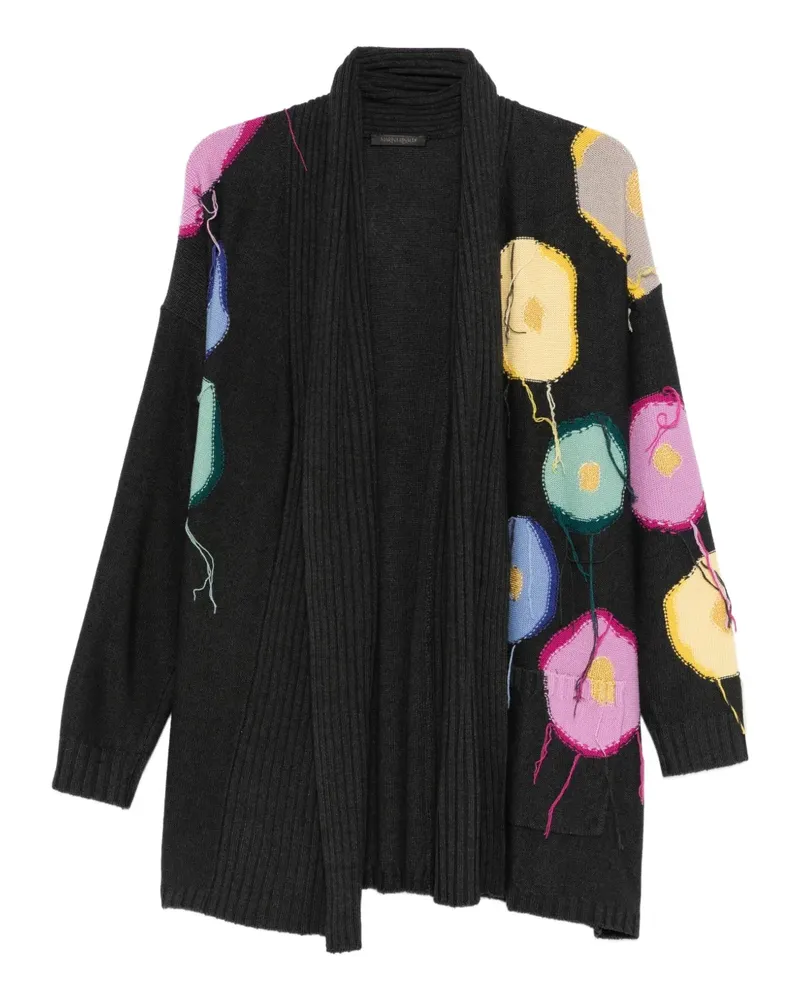 Marina Rinaldi embroidery-floral open-front cardigan - Grau Grau