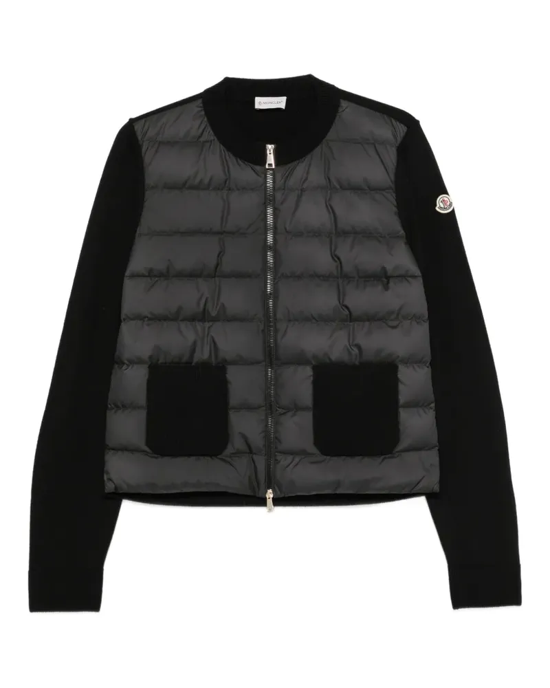 Moncler Gefütterte Jacke mit Logo-Patch - Schwarz Schwarz