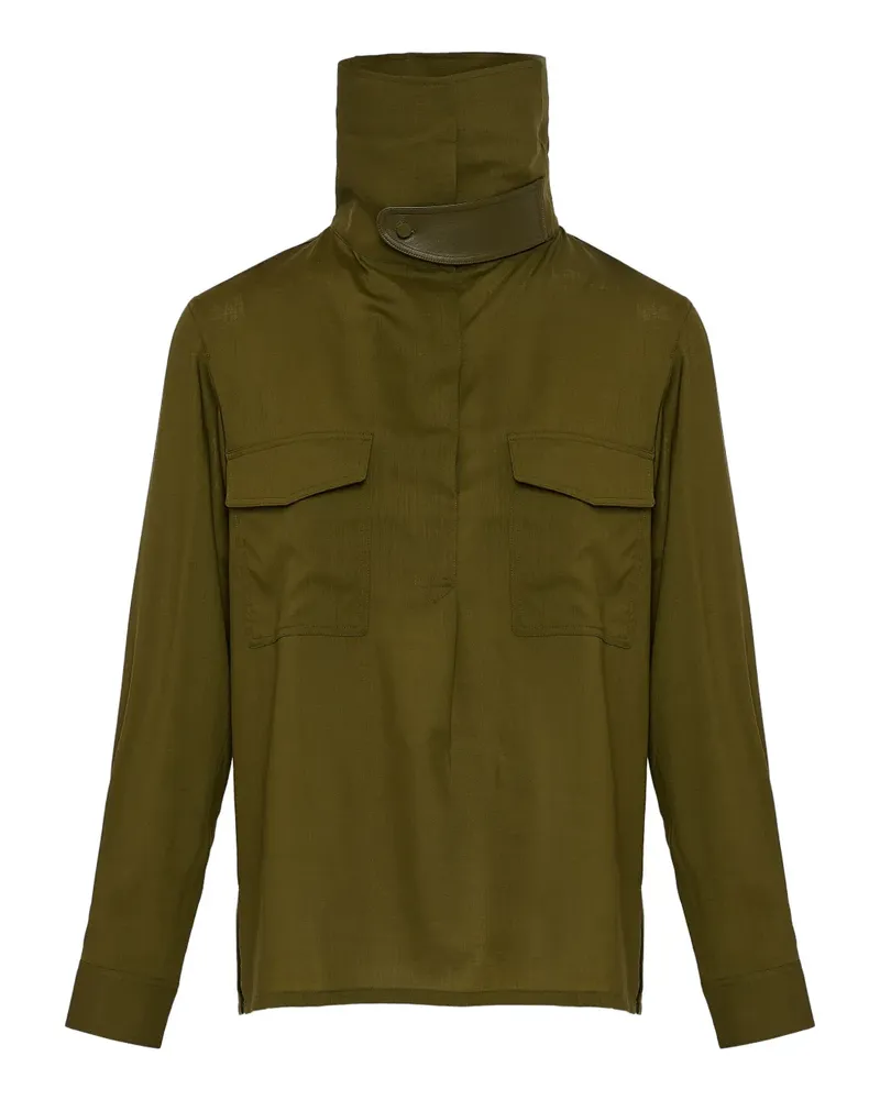Yves Salomon Bluse mit Stehkragen - Grün Grün