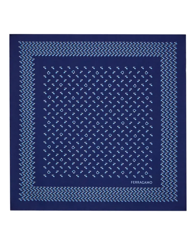 Ferragamo pelican print silk pocket square - Blau Blau