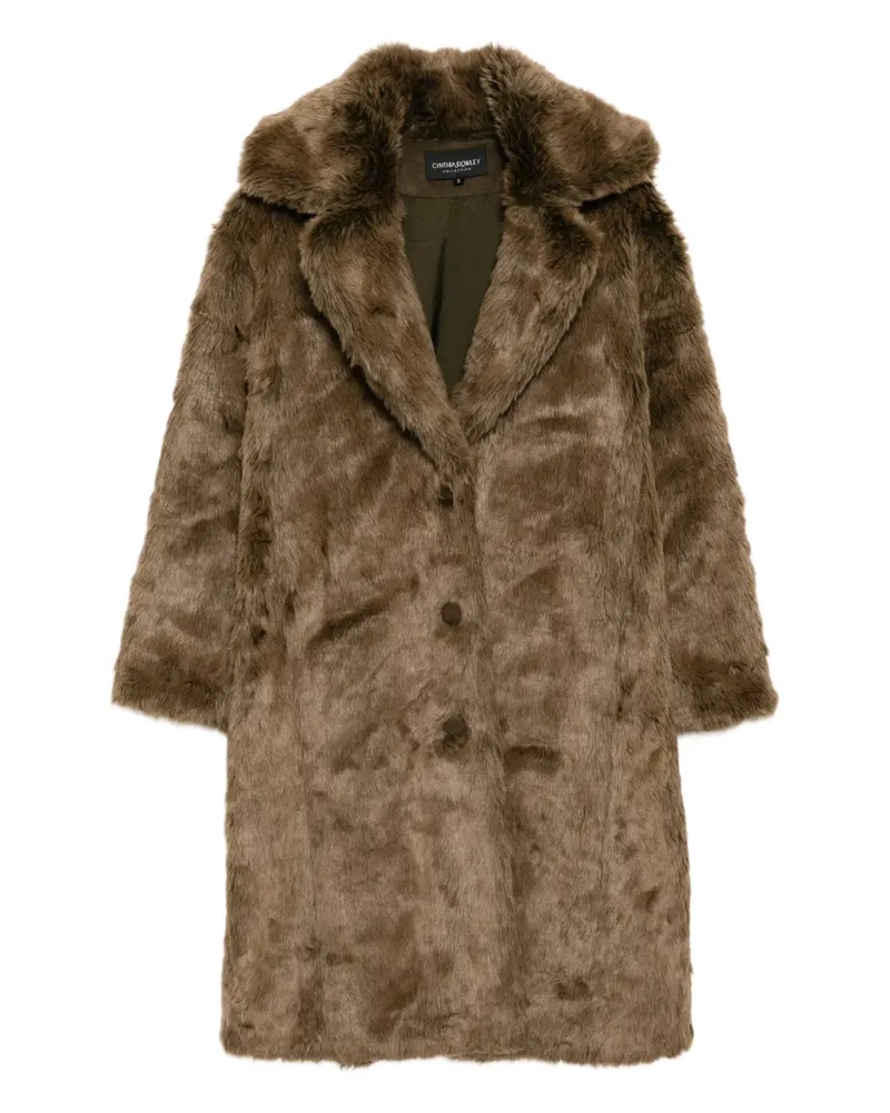Cynthia Rowley Geknöpfter Mantel aus Faux Fur - Braun Braun
