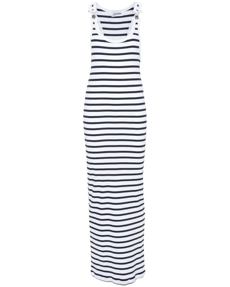 Jean Paul Gaultier Gestreiftes Marinère Maxikleid - Weiß Weiß