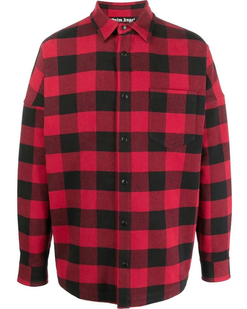 Palm Angels Kariertes Hemd mit Logo-Print - Rot Rot