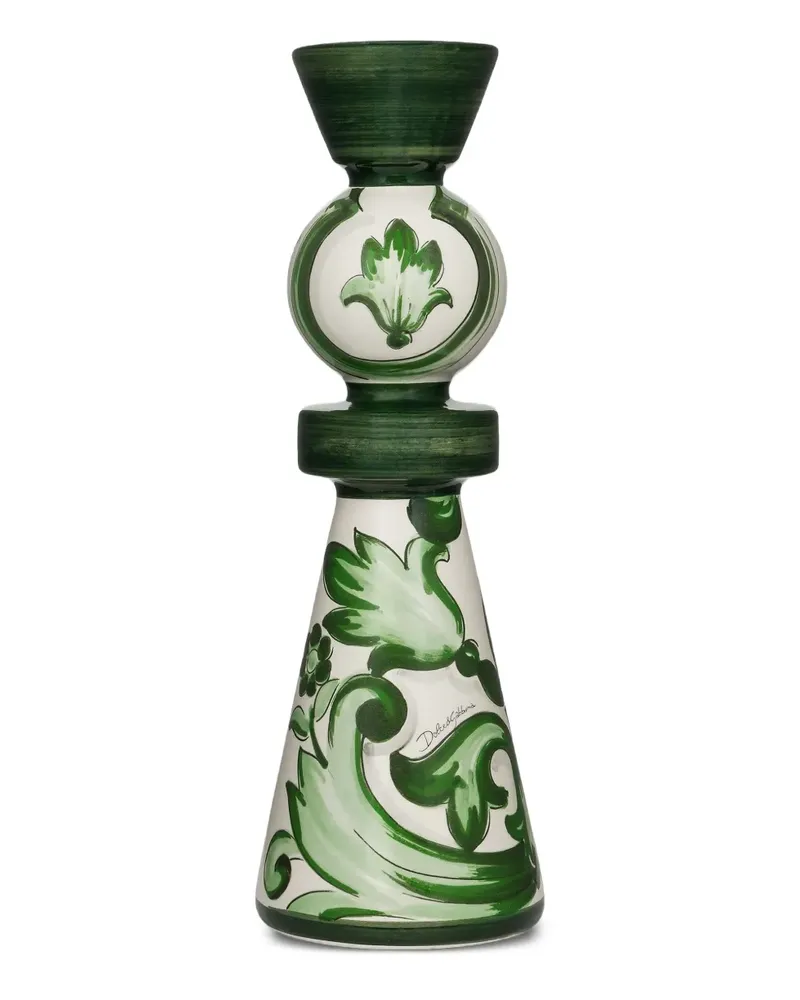 Dolce & Gabbana Großer Kerzenhalter mit Blumen-Print - Grün Grün