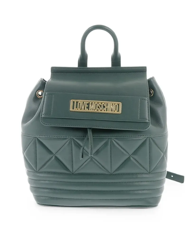 Moschino quilted logo-plaque backpack - Grün Grün