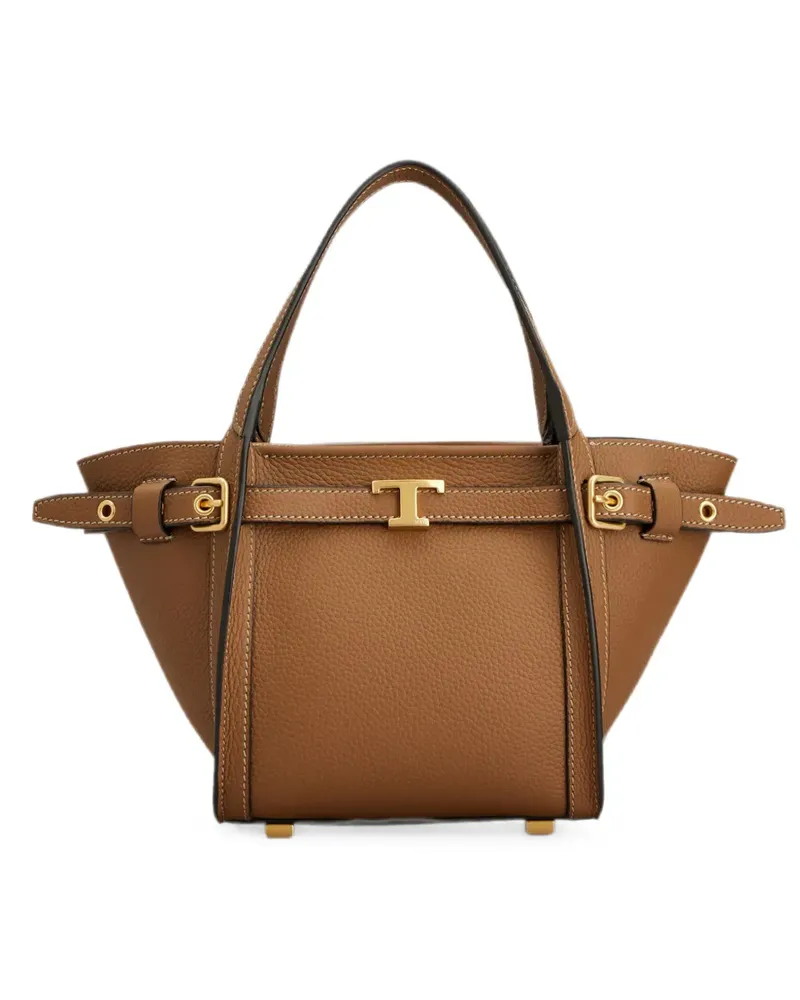 TOD'S T Timeless buckled leather shoulder bag - Nude Nude