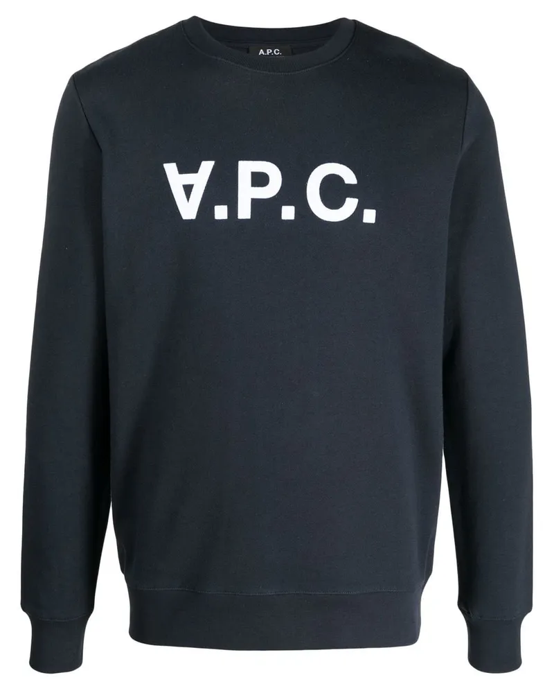 A.P.C. Sweatshirt mit Logo-Print - Blau Blau