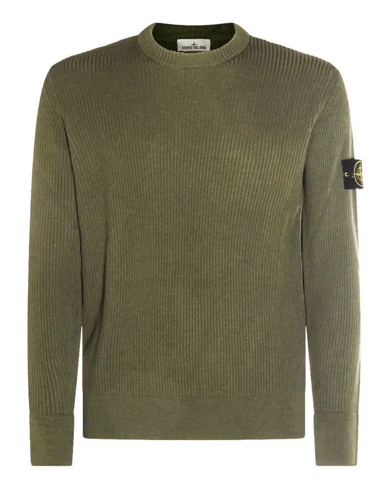 Stone Island ribbed logo-patch sweater - Grün Grün