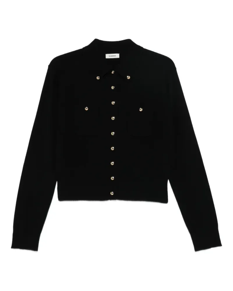 Sandro Cardigan mit Hemdkragen - Schwarz Schwarz