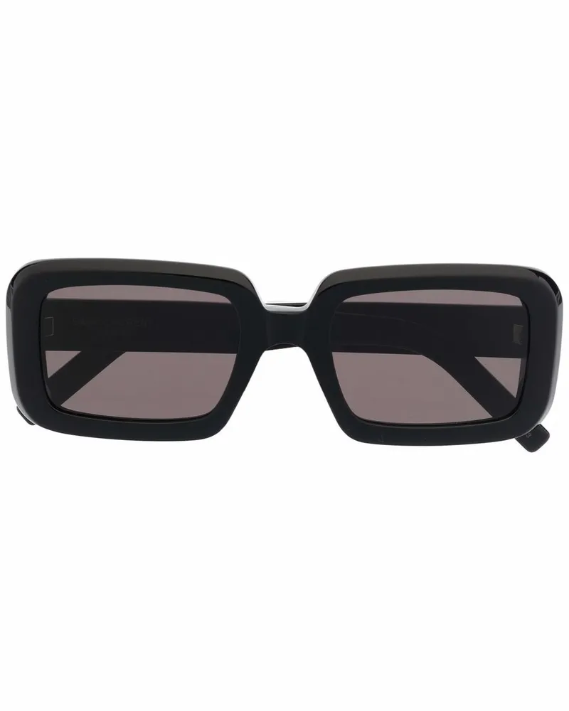 Saint Laurent Sonnenbrille mit eckigem Gestell - Schwarz Schwarz