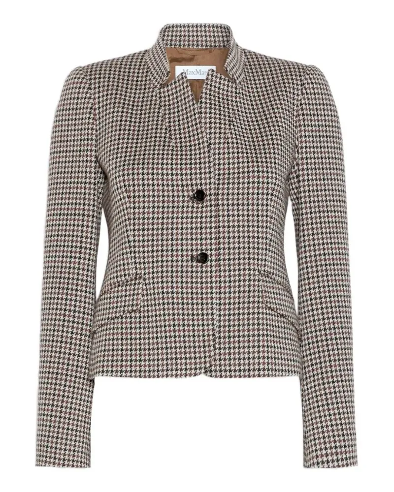 Max Mara Schmale Maguzze Jerseyjacke mit Hahnentrittmuster - Nude Nude