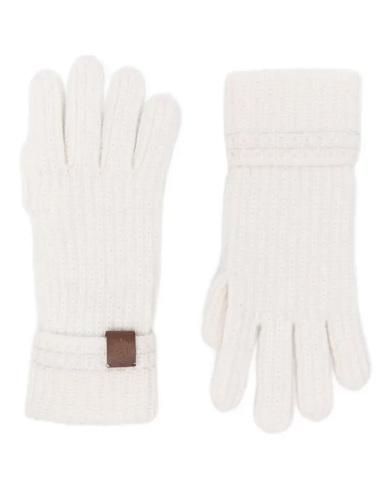 Eleventy Gerippte Handschuhe mit Logo-Patch - Nude Nude