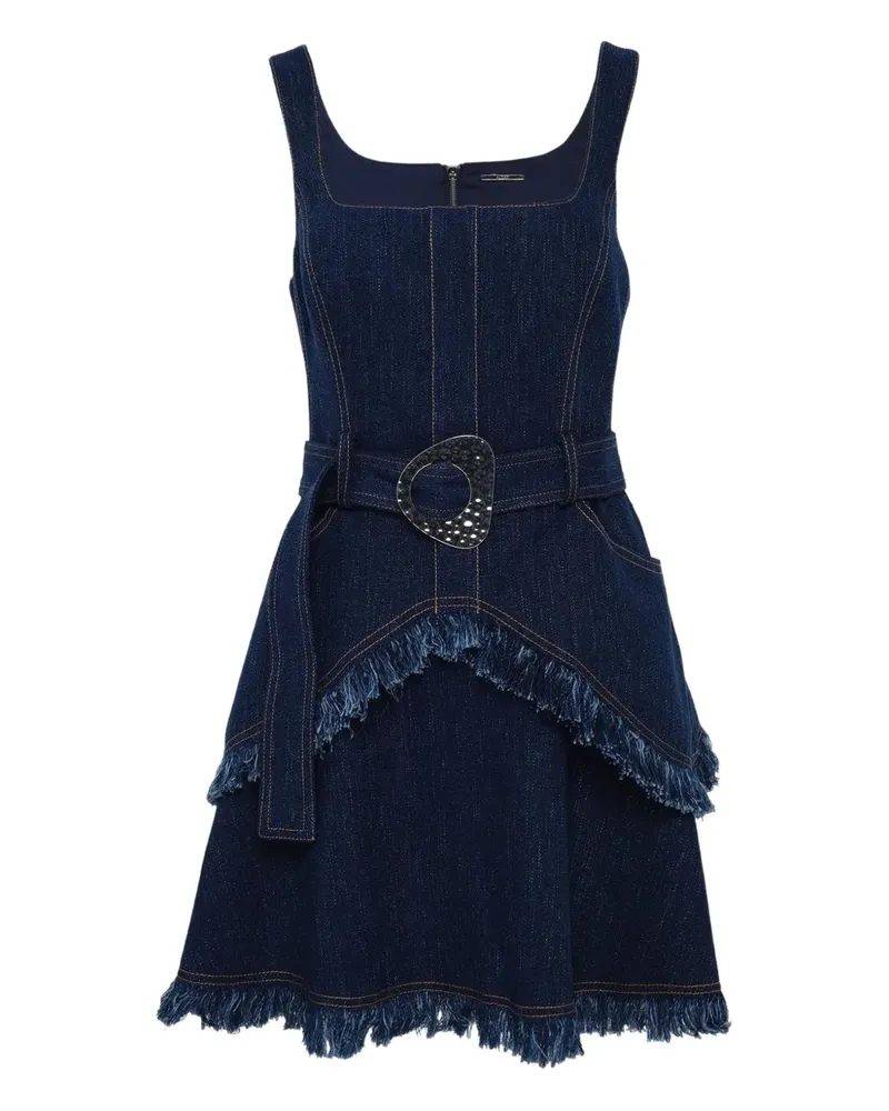 Alexis Macey fringed belted mini dress - Blau Blau