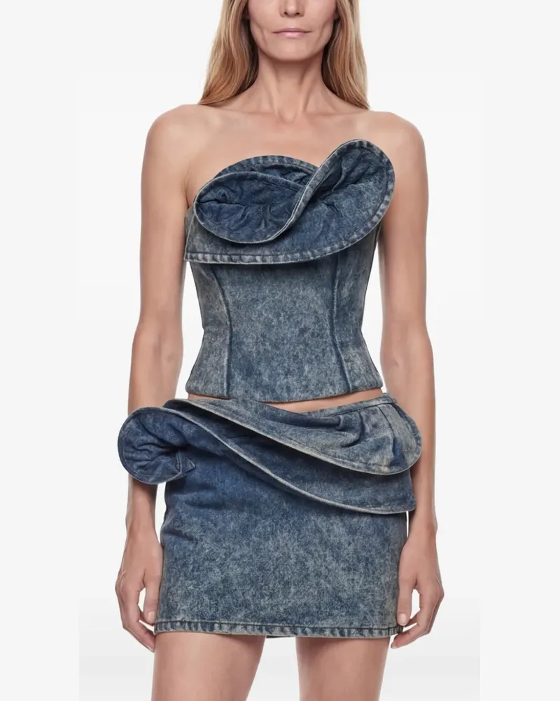 Magda Butrym rose-detail denim corset - Blau Blau