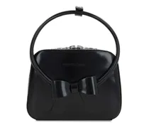 Stereo bow-appliqué leather bag